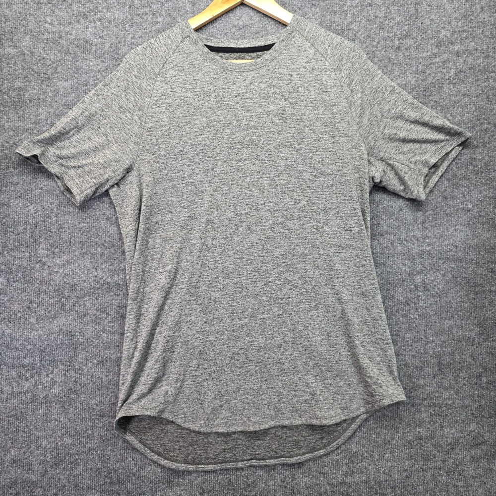 Mens Heather Gray Short‎ Sleeve Casual Raglan Tee Shirt Top